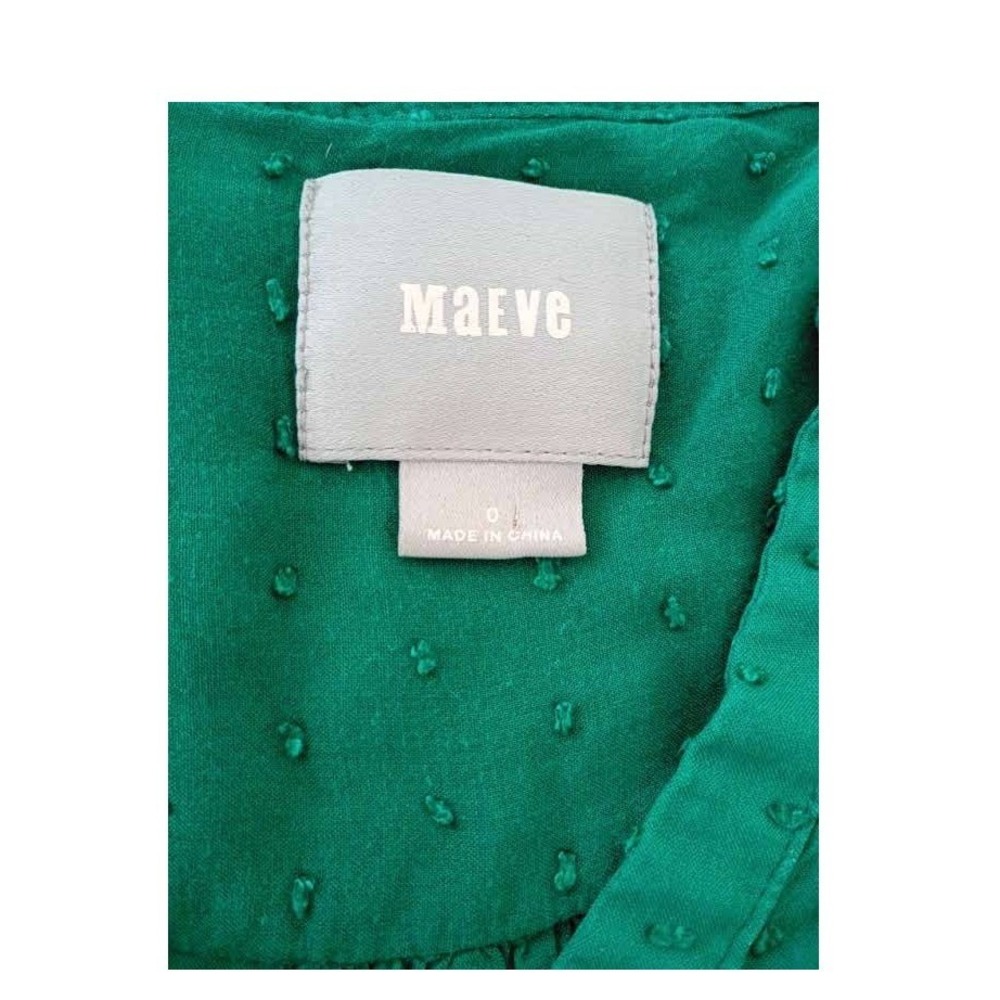Maeve Anthropologie Green Swiss Dot Split Neck Blouse Size S - Picture 10 of 10